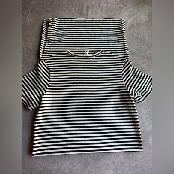 Frame Denim Black and White Striped Tee - Picture 9 of 10
